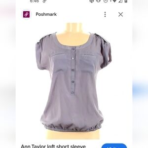 Anne Taylor Loft Grey Blouse with buttons.  Size XS